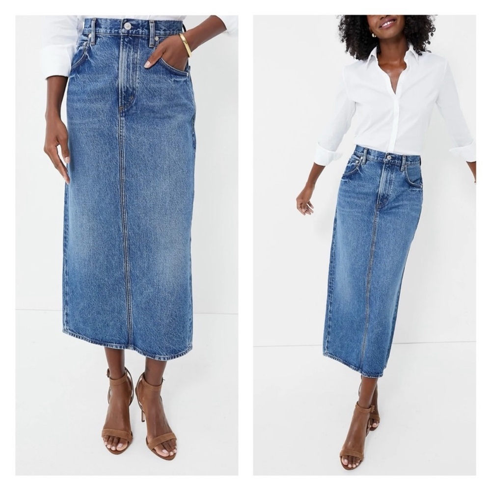 Citizens of Humanity Blue Denim Midi Skirt with Back Slit